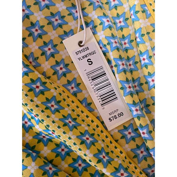 NEW Max Studio Green Multicolor V-neck Ruffle Sleeve Tie Belted Blouse Top Sz S - Picture 5 of 6